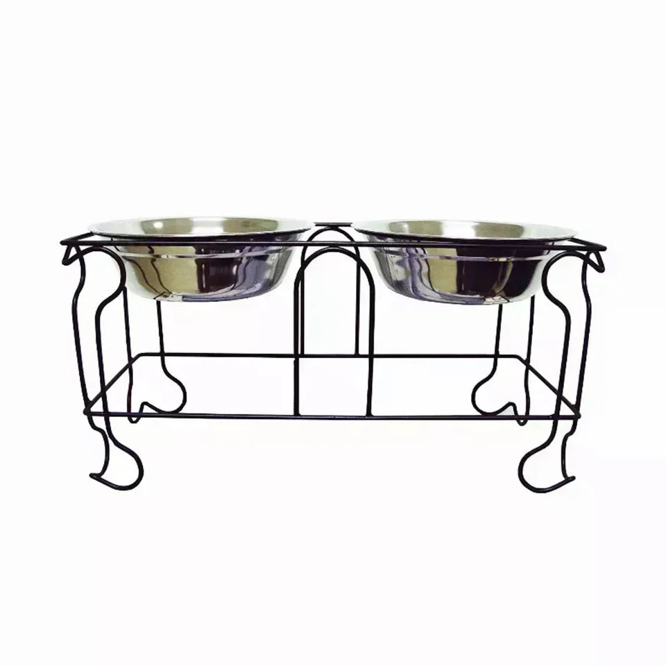 YML Wrought Iron Stand with Double Stainless Steel Feeder Bowls, view 7