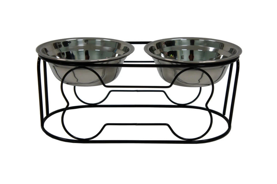 YML Wrought Iron Stand with Double Stainless Steel Feeder Bowls, view 5