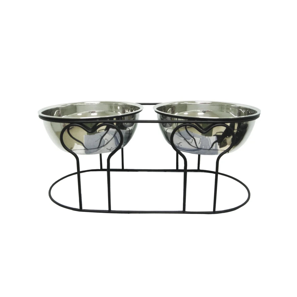 YML Wrought Iron Stand with Double Stainless Steel Feeder Bowls, LARGE/1, view 3
