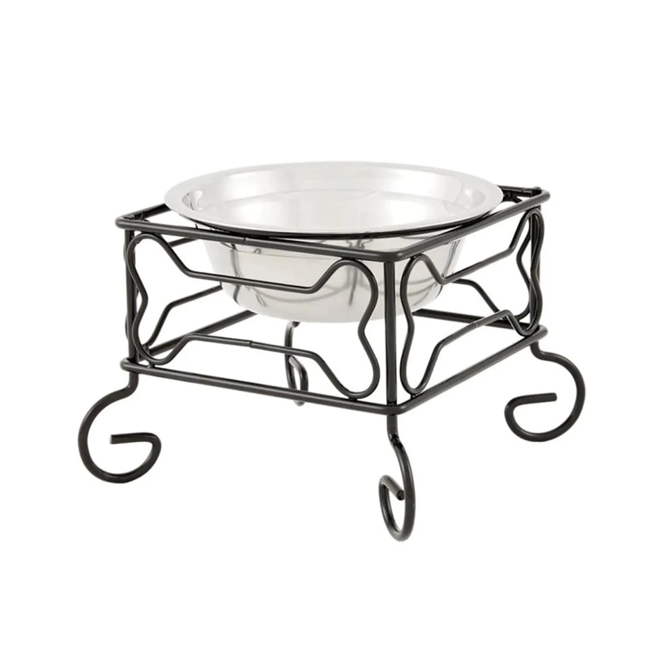 YML Wrought Iron Stand with Single Stainless Steel Feeder Bowl, view 2
