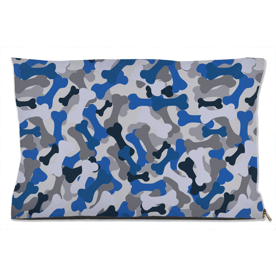 Bone Camo Blue Dog Bed, Fleece/30x40 inch, view 4