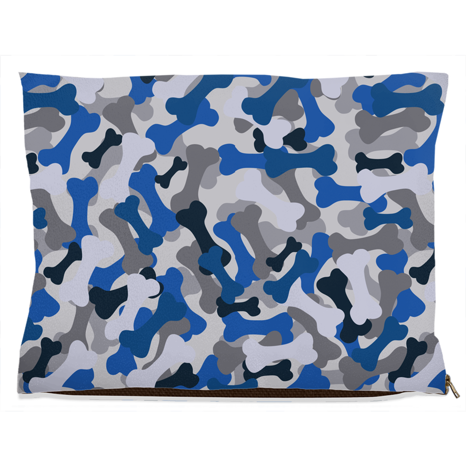 Bone Camo Blue Dog Bed, Water Resistant/18x28 inch