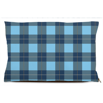 Plaid Blue Dog Bed, Water Resistant/18x28 inch