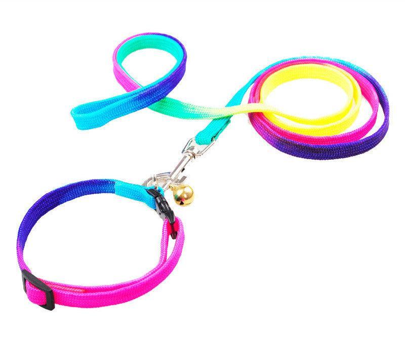 Rainbow Round Rope Dog Leash - Lightweight Nylon Leash for Small Dogs & Cats - Pets Perfect