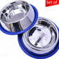 Mr. Peanut's Etched Stainless Steel Dog Bowls with Blue Silicone Base | Set of 2