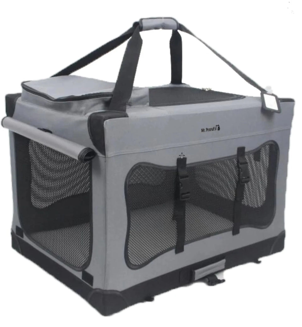 Mr. Peanut's Soft-Sided Portable Pet Crate with Lightweight Aluminum, Platinum gray/MEDIUM 24X18X17 IN