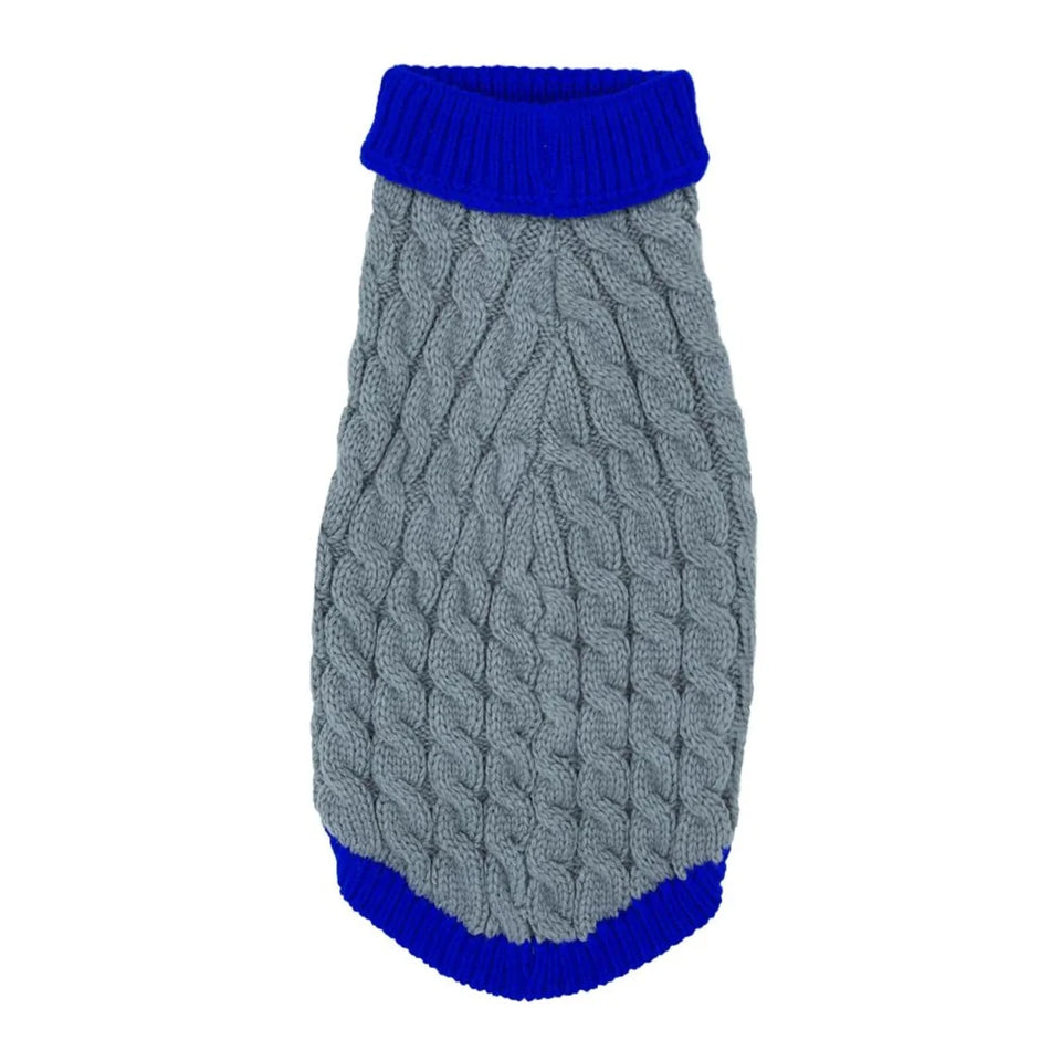 Mr. Peanut's Knitted Acrylic Dog Sweaters, Royal rosa with gray fringe/MEDIUM, view 6