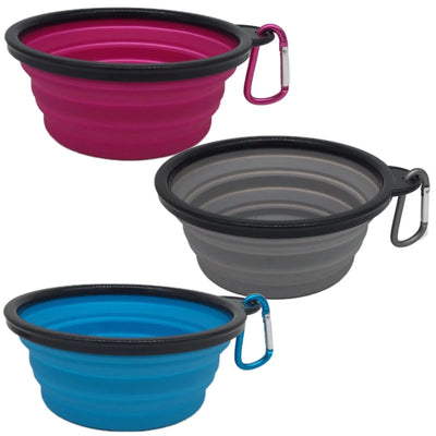Mr. Peanut's Collapsible Silicone Dog Bowls with Carabiner Clips, 3 ct, XL 25 OZ/Pack of 3