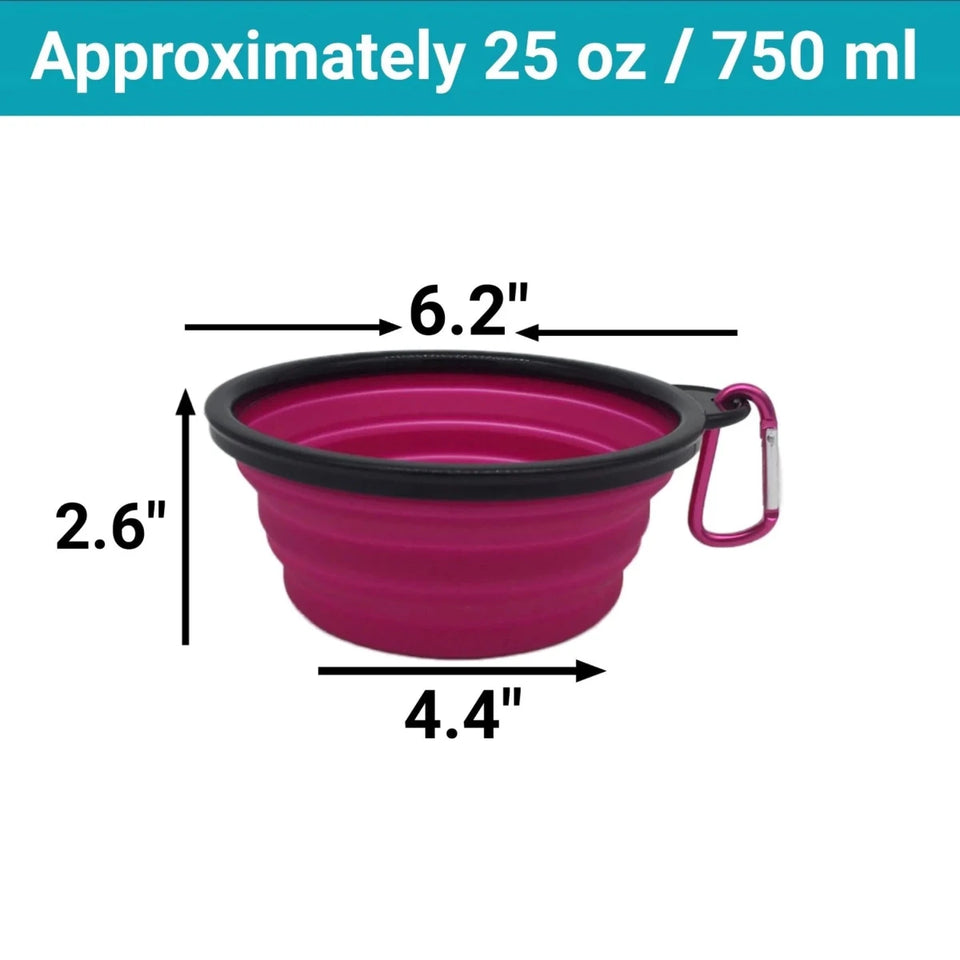 Mr. Peanut's Collapsible Silicone Dog Bowls with Carabiner Clips, 3 ct, view 5