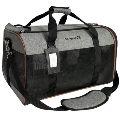 Mr. Peanut's Rhodium Series Mini Size Soft-Sided Pet Carrier, Platinum gray/18 IN L X 12 IN W X 9 IN H