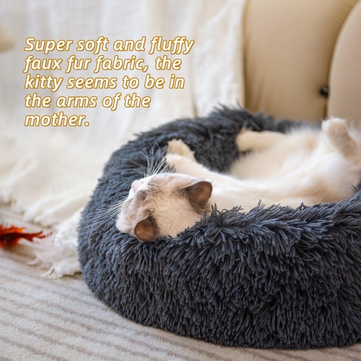 Luxury Plush Donut Pet Bed: Cozy Haven For Small Dogs And Cats - Pets Perfect