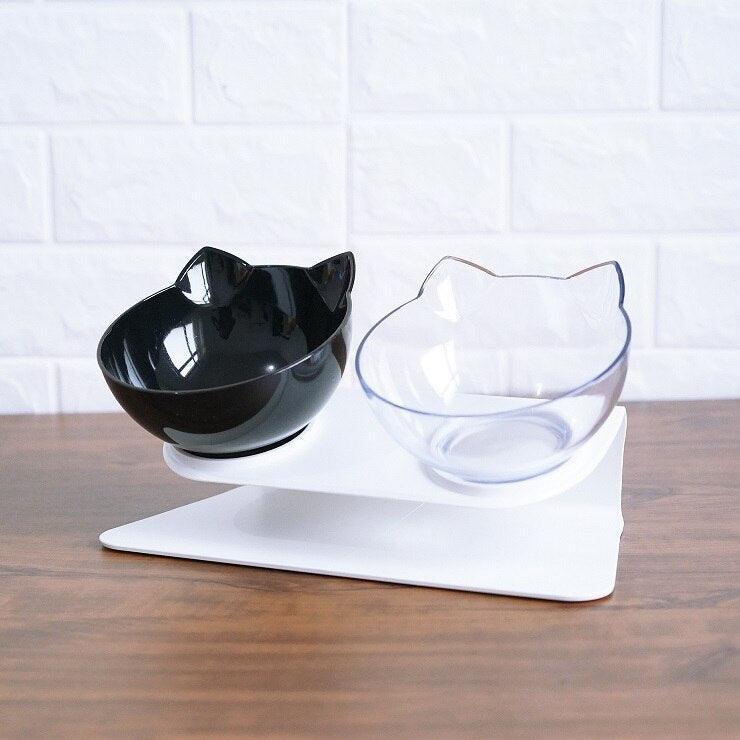 Elevated Non - Slip Double Cat Bowl With 15° Tilted Design - Pets Perfect