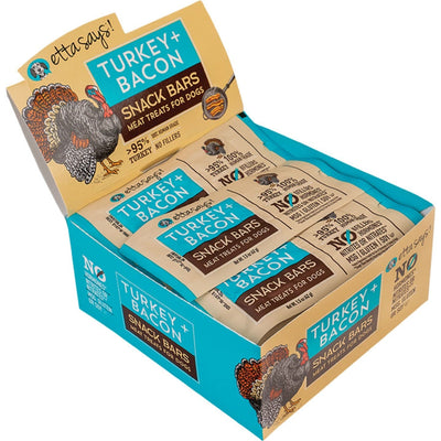 Etta Says! Meat Snack Bar Dog Treat Display Turkey & Bacon 12 ct