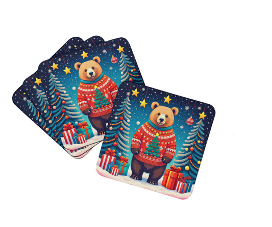 Animal Christmas Foam Coasters - Size: 3.5 | Pack Of: 1 | Collection name: Animal christmas