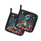 Alligator Christmas Pot Holders - Quilted Heat - Resistant Kitchen Set (7.5x7.5, Pair) - Pets Perfect