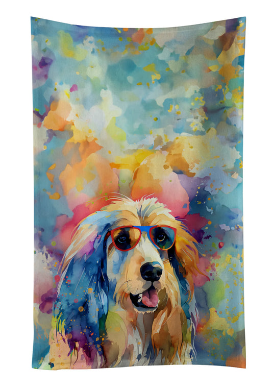 Dog Lover Kitchen Towel - Absorbent Cotton Dish Towel with Hippie Dog Design