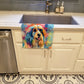 Dog Lover Kitchen Towel - Absorbent Cotton Dish Towel with Hippie Dog Design
