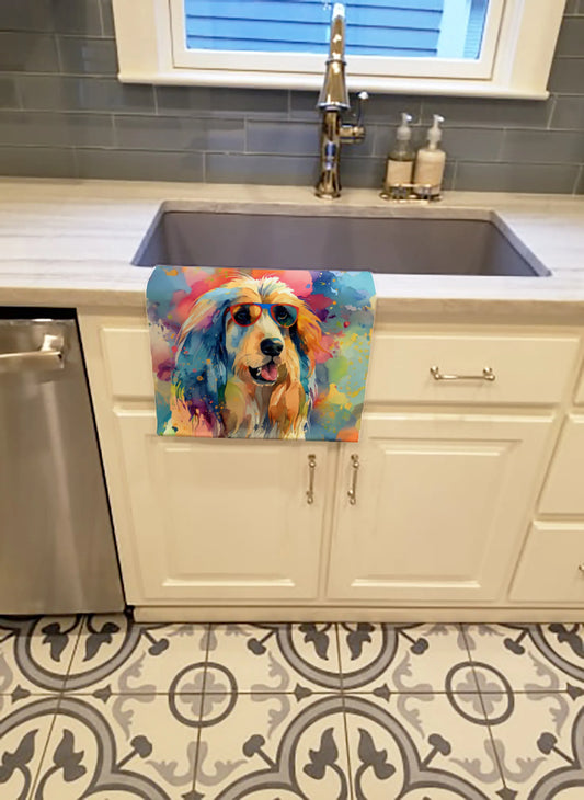 Dog Lover Kitchen Towel - Absorbent Cotton Dish Towel with Hippie Dog Design