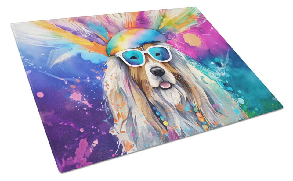 Hippie Dawg Glass Cutting Board - Large, Bearded collie 2457, view 10
