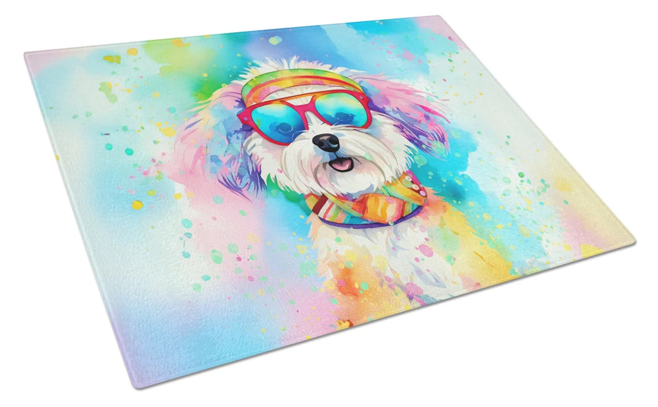 Hippie Dawg Glass Cutting Board - Large, Bichon frise 2464, view 17