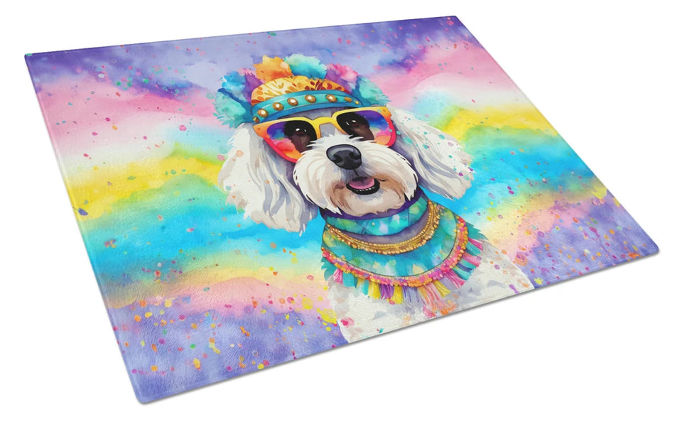 Hippie Dawg Glass Cutting Board - Large, Bichon frise 2465, view 18