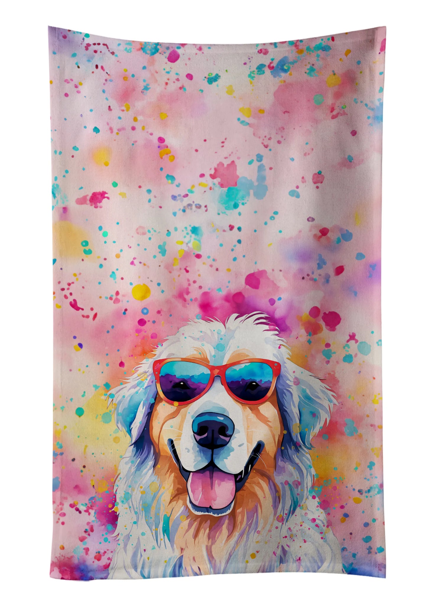 Dog Lover Kitchen Towel - Absorbent Cotton Dish Towel with Hippie Dog Design