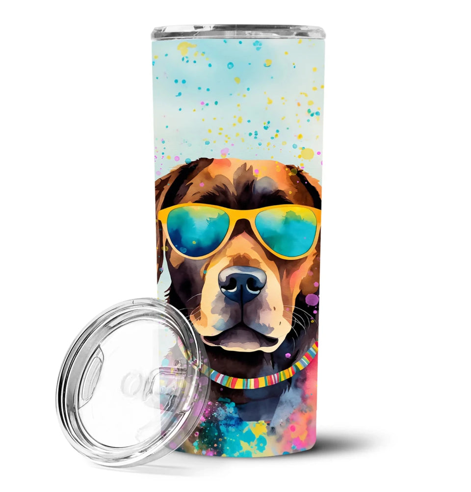 Pet Lover Stainless Steel Tumbler, 20 oz, Chocolate Labrador Hippie Dawg-194030820001/Labrador chocolate 2524, view 45