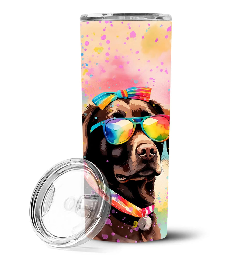 Pet Lover Stainless Steel Tumbler, 20 oz, Chocolate Labrador Hippie Dawg-194030820018/Labrador chocolate 2525, view 46