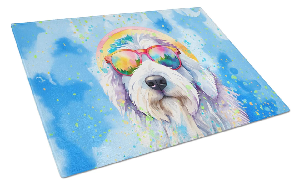 Hippie Dawg Glass Cutting Board - Large, Old english sheepdog 2536, view 89