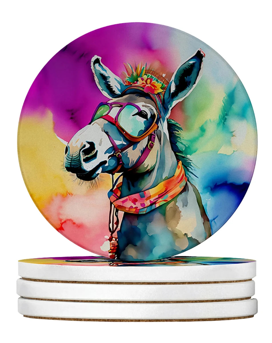 Hippie Animals Large Sandstone Coasters, 4/Donkey 3977, view 19