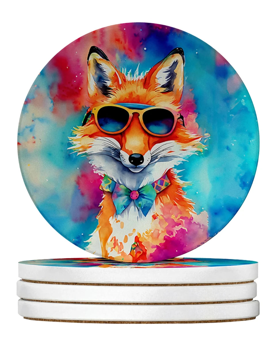 Hippie Animals Large Sandstone Coasters, 4/Fox 3982, view 25