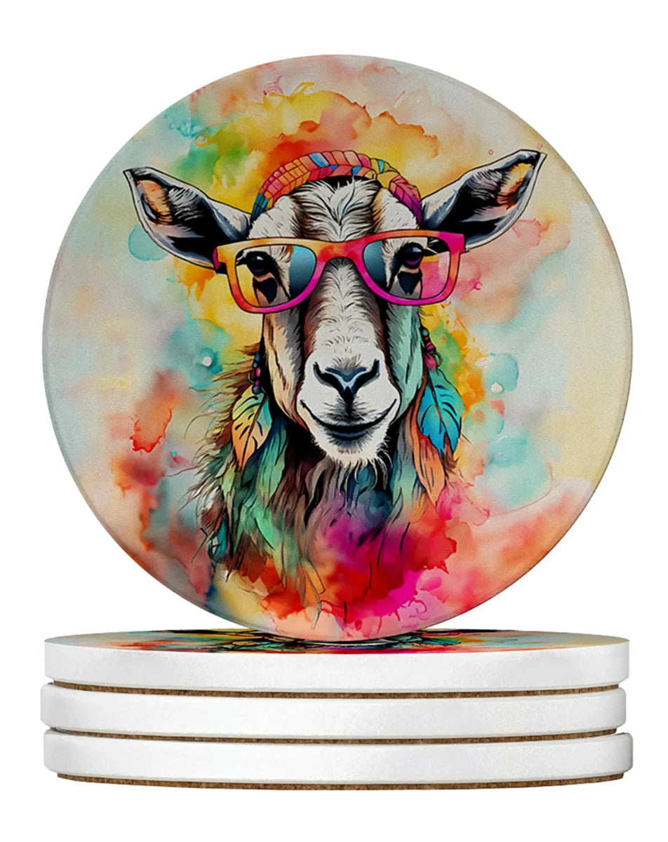 Hippie Animals Large Sandstone Coasters, 4/Gorilla 3989, view 30