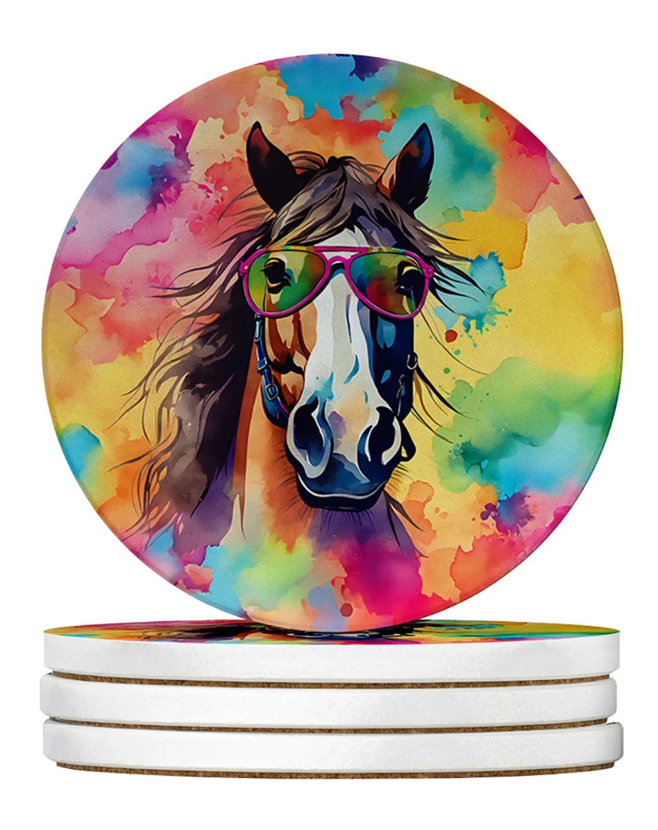 Hippie Animals Large Sandstone Coasters, 4/Horse 3997, view 39