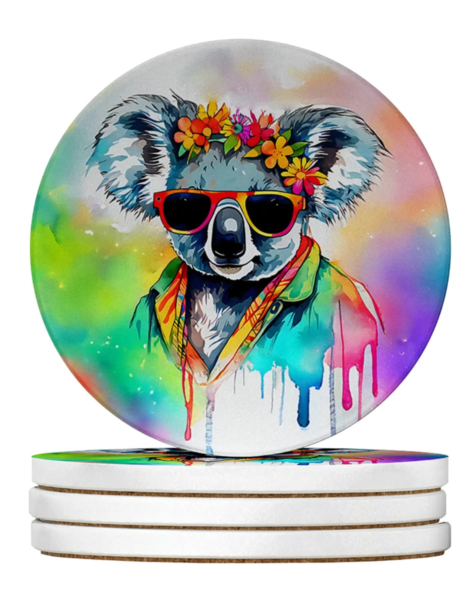 Hippie Animals Large Sandstone Coasters, 4/Koala 3999, view 41