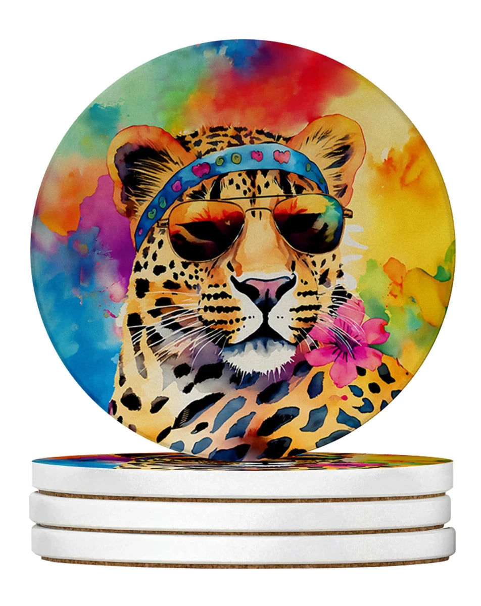 Hippie Animals Large Sandstone Coasters, 4/Leopard 4001, view 43