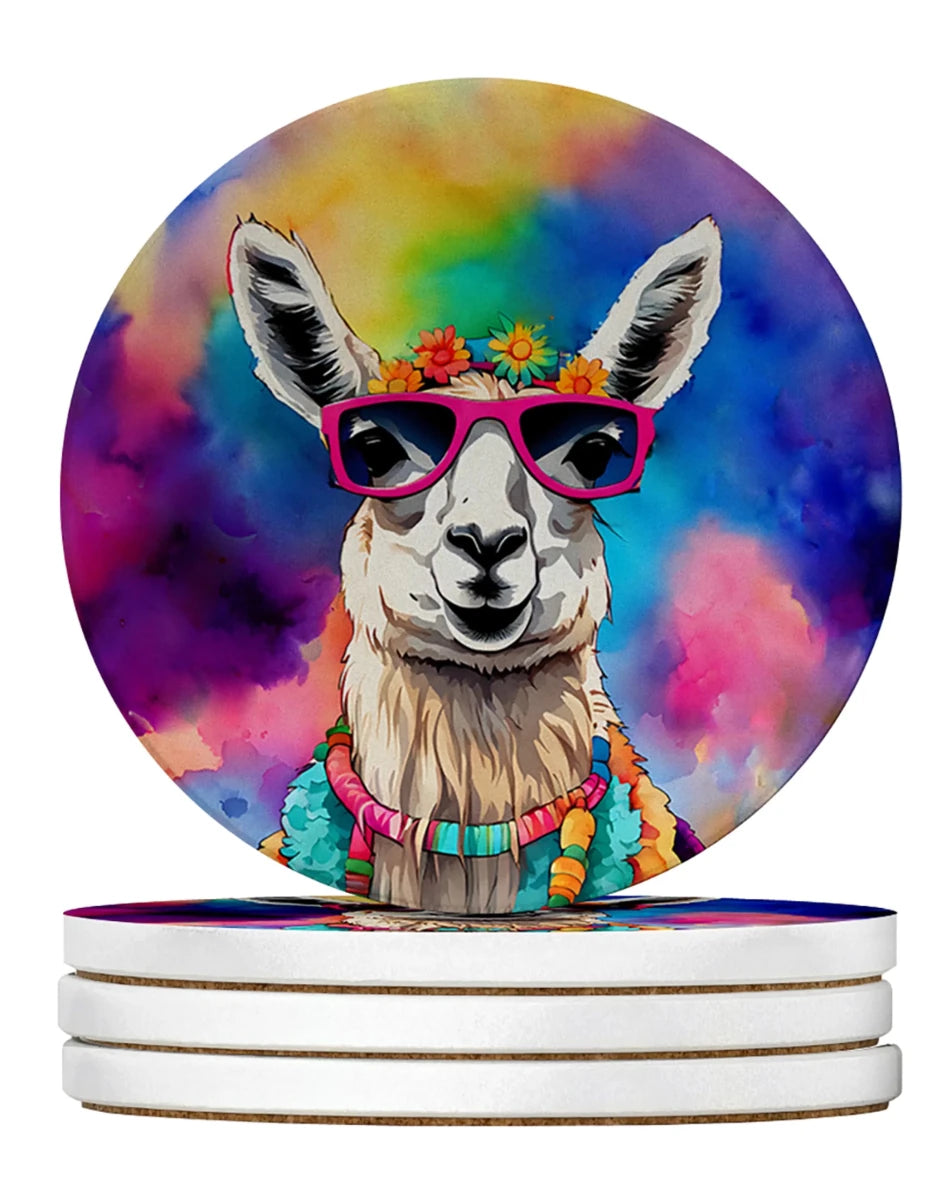 Hippie Animals Large Sandstone Coasters, 4/Llama 4005, view 46