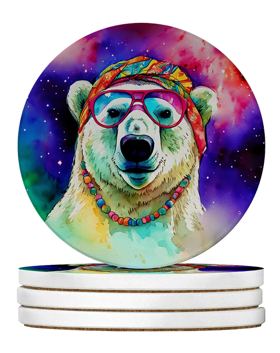 Hippie Animals Large Sandstone Coasters, 4/Polar bear 4029, view 68