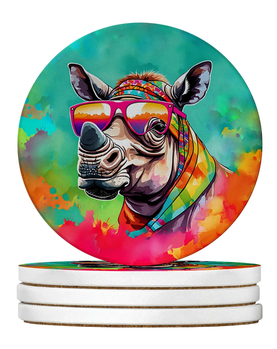 Hippie Animals Large Sandstone Coasters, 4/Rooster 4040, view 79