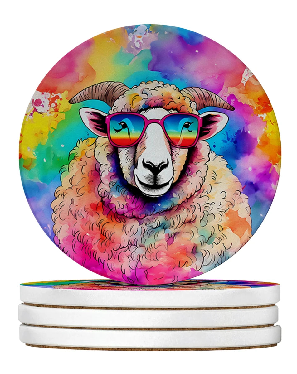 Hippie Animals Large Sandstone Coasters, 4/Skunk 4044, view 84