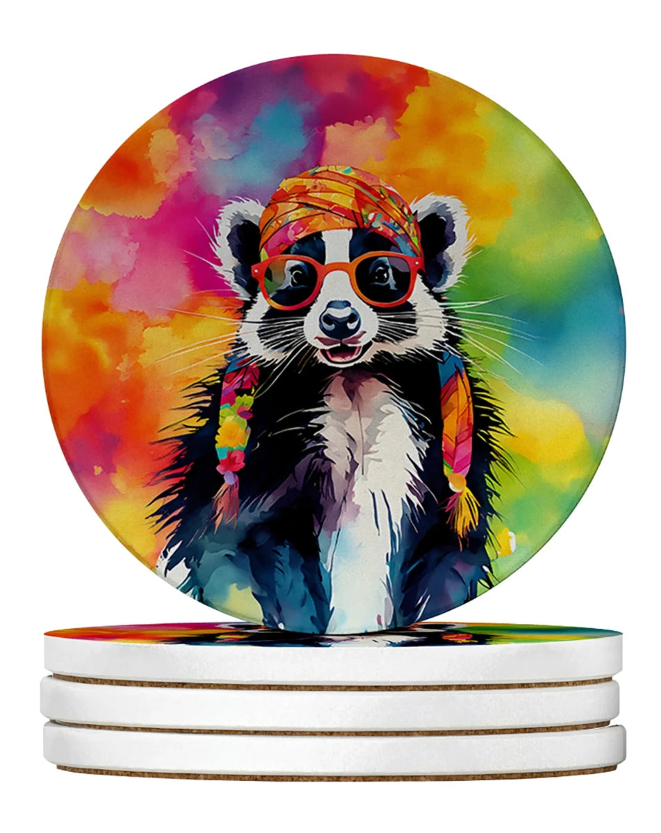 Hippie Animals Large Sandstone Coasters, 4/Deer 4046, view 85