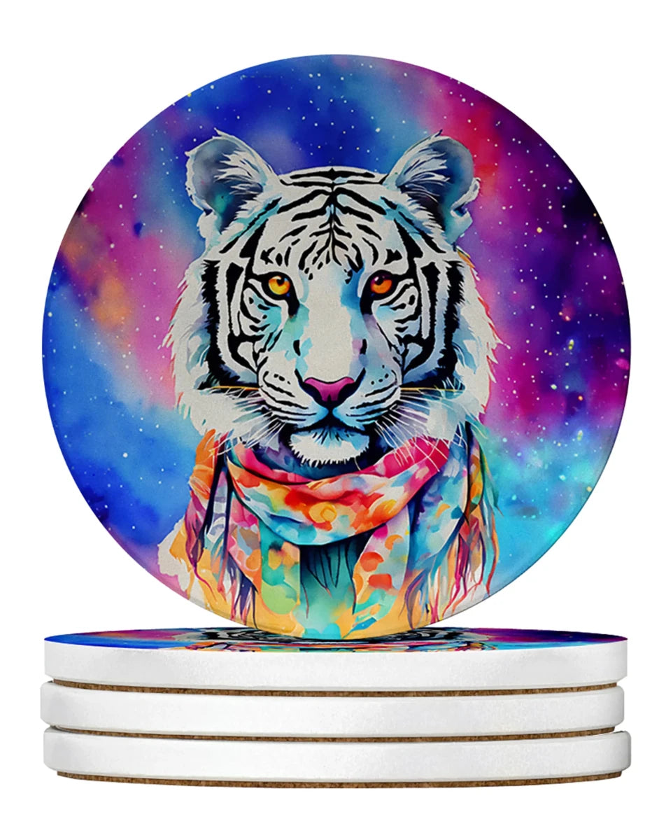 Hippie Animals Large Sandstone Coasters, 4/Wolf 4051, view 90