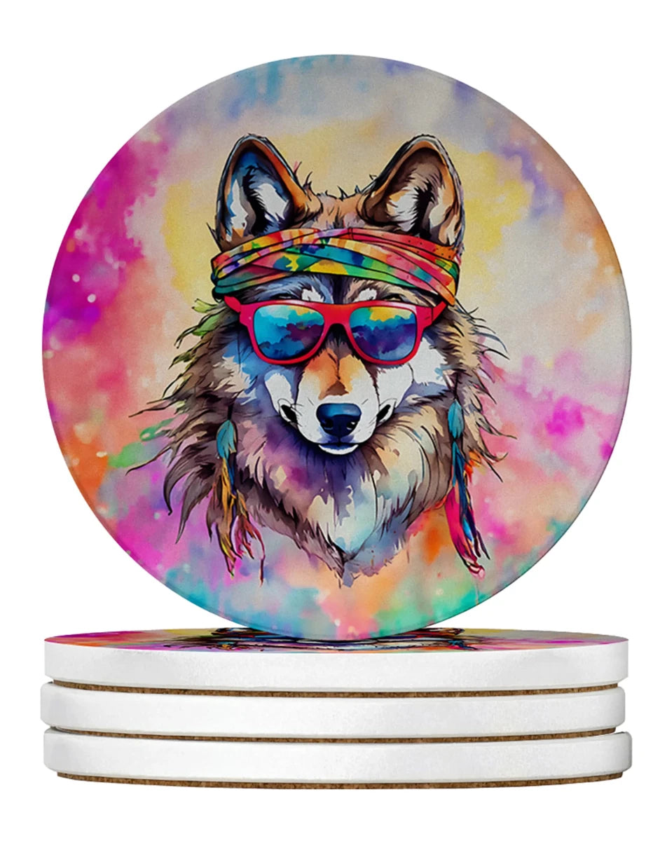 Hippie Animals Large Sandstone Coasters, 4/Zebra 4054, view 92