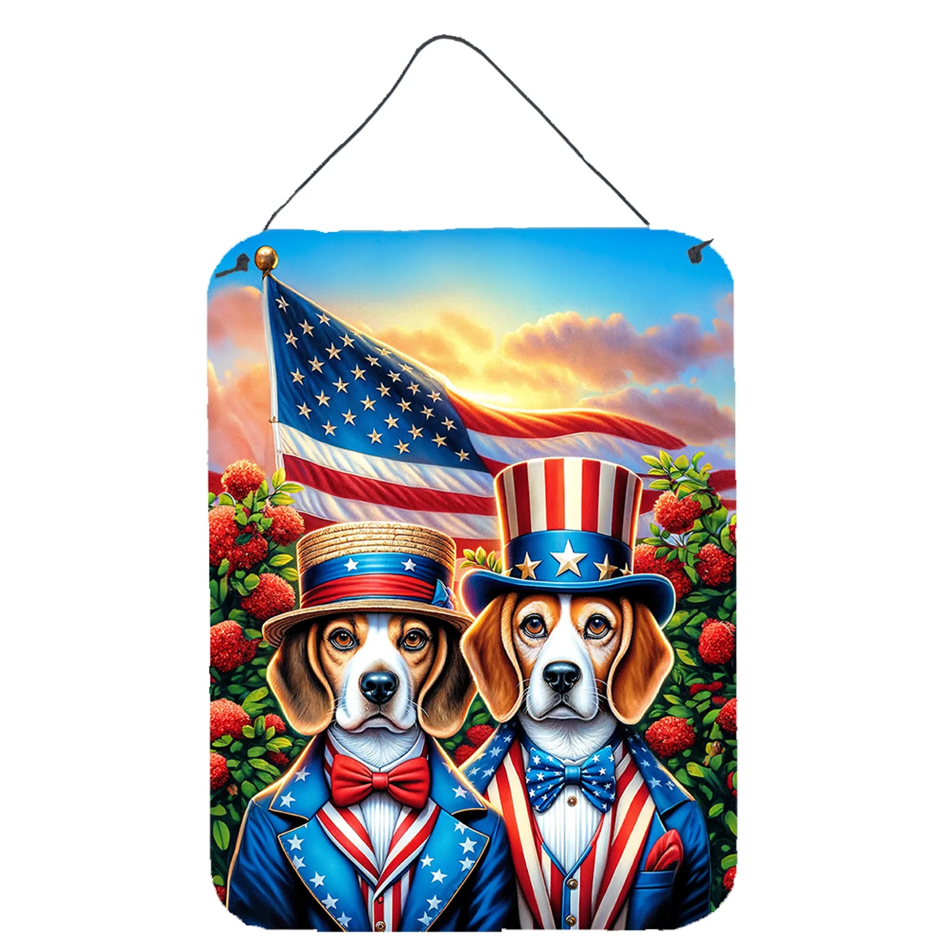 American Dog Breeds Wall Art - Patriotic 16x12 Hanging Print for Dog Lovers - Pets Perfect