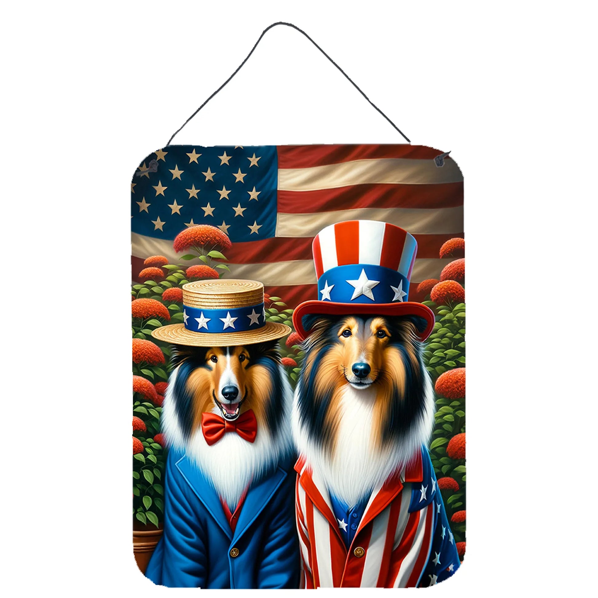 American Dog Breeds Wall Art - Patriotic 16x12 Hanging Print for Dog Lovers - Pets Perfect