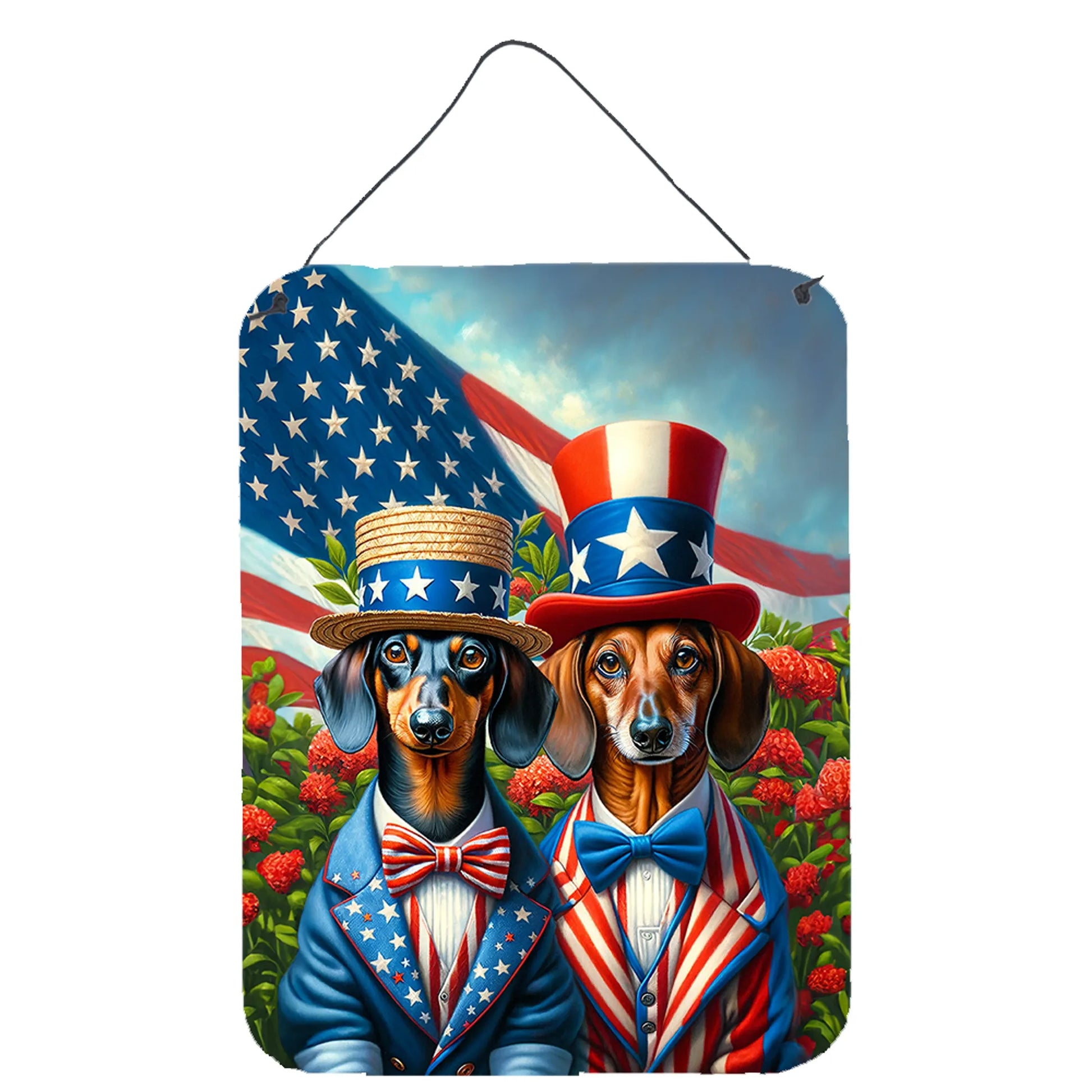 American Dog Breeds Wall Art - Patriotic 16x12 Hanging Print for Dog Lovers - Pets Perfect