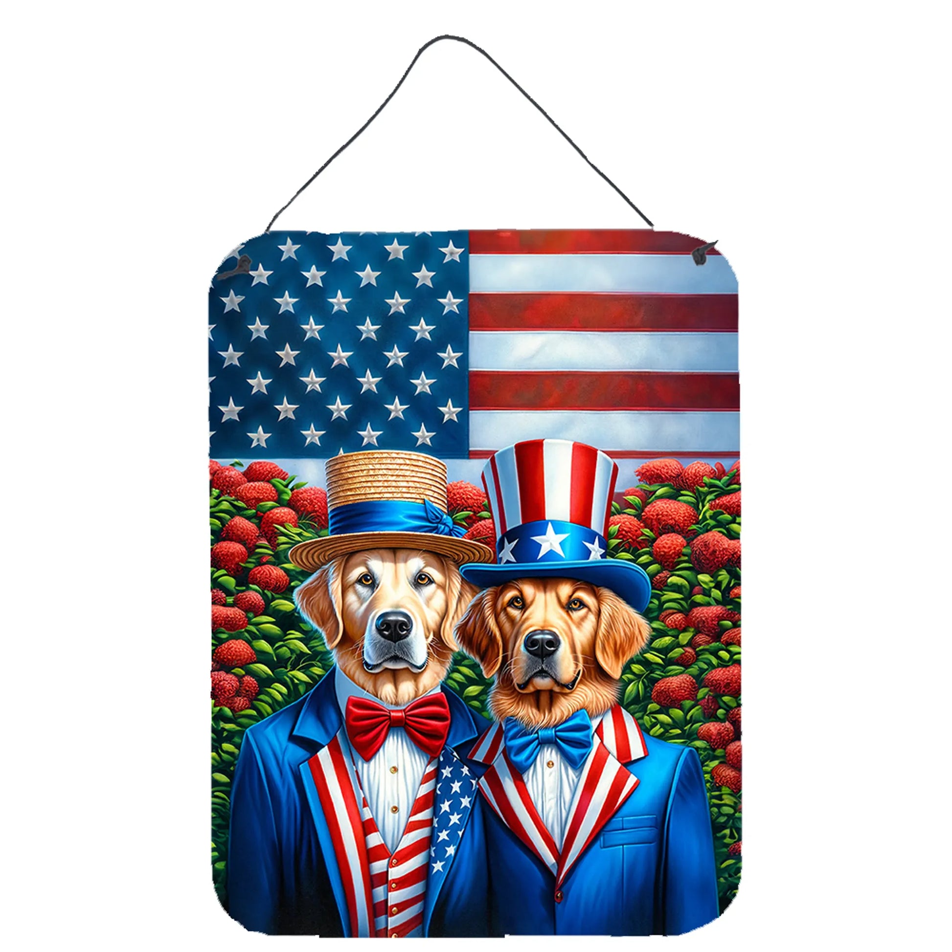 American Dog Breeds Wall Art - Patriotic 16x12 Hanging Print for Dog Lovers - Pets Perfect