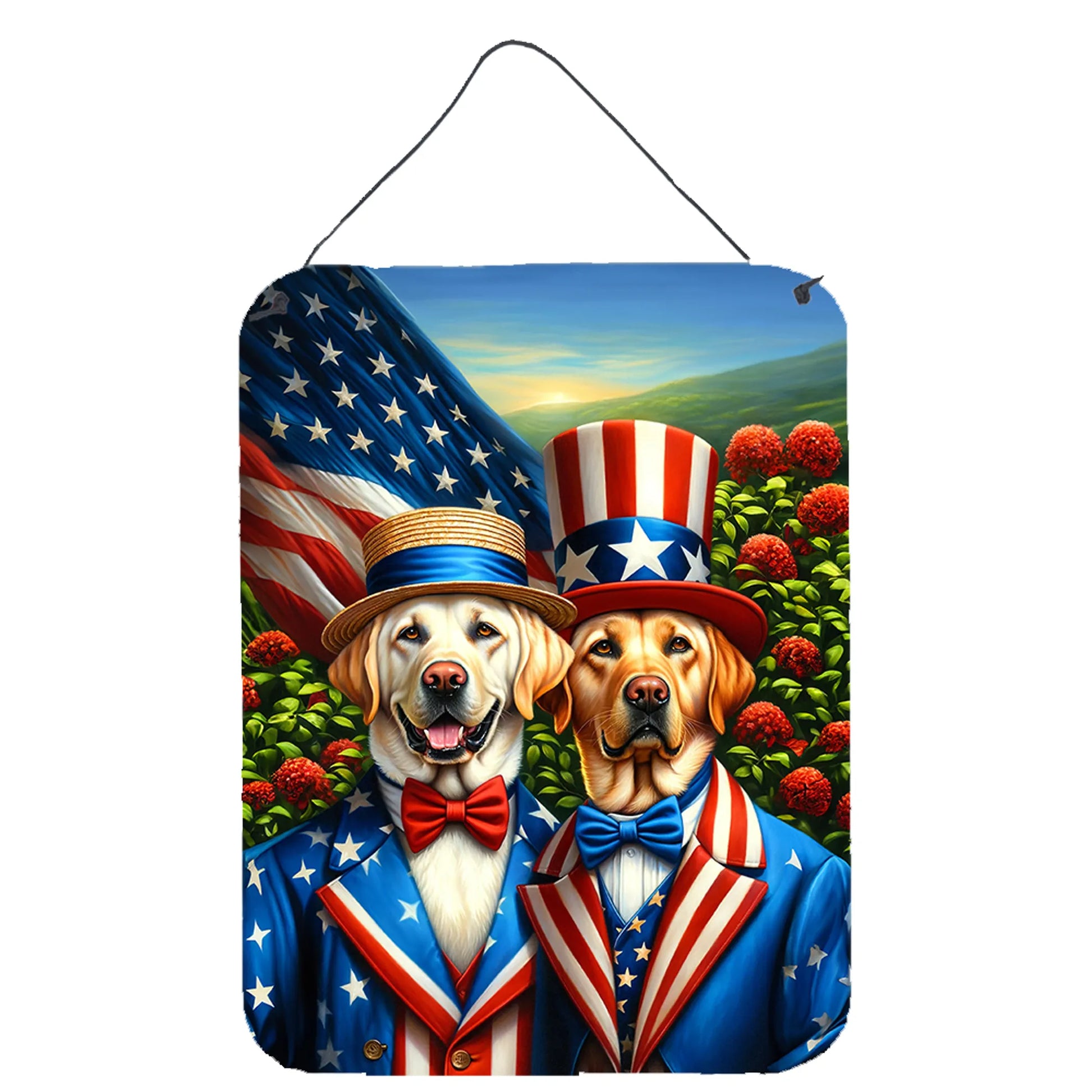 American Dog Breeds Wall Art - Patriotic 16x12 Hanging Print for Dog Lovers - Pets Perfect
