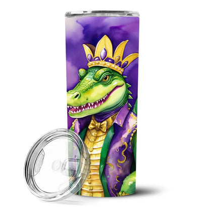 Mardi Gras 2024 Stainless Steel Skinny Tumbler - 20 oz, Alligator King of Mardi Gras-194030942529/Alligator 5216