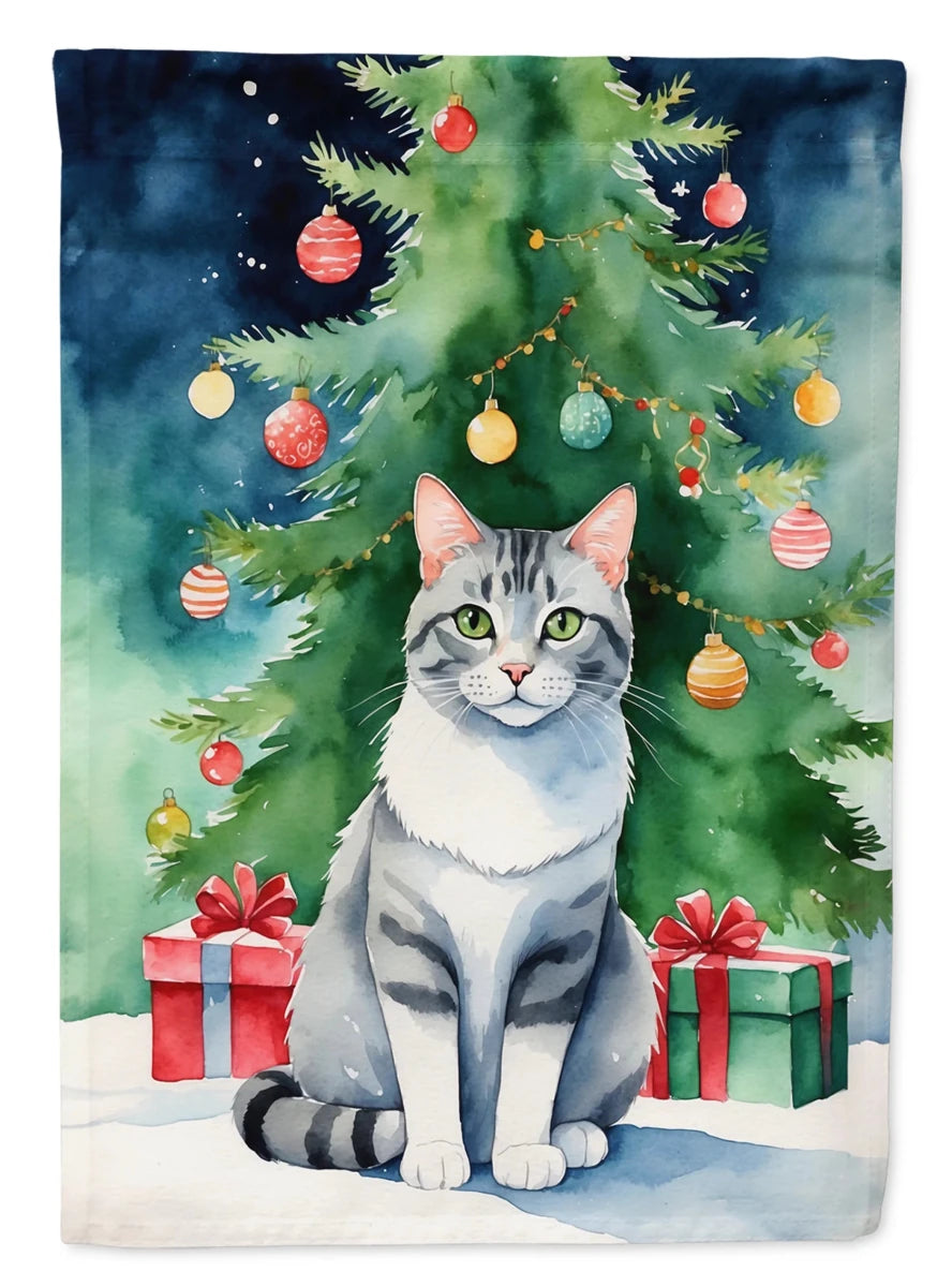 Cat By Christmas Tree Decorative Flag, HOUSE SIZE/Aegean cat, view 4