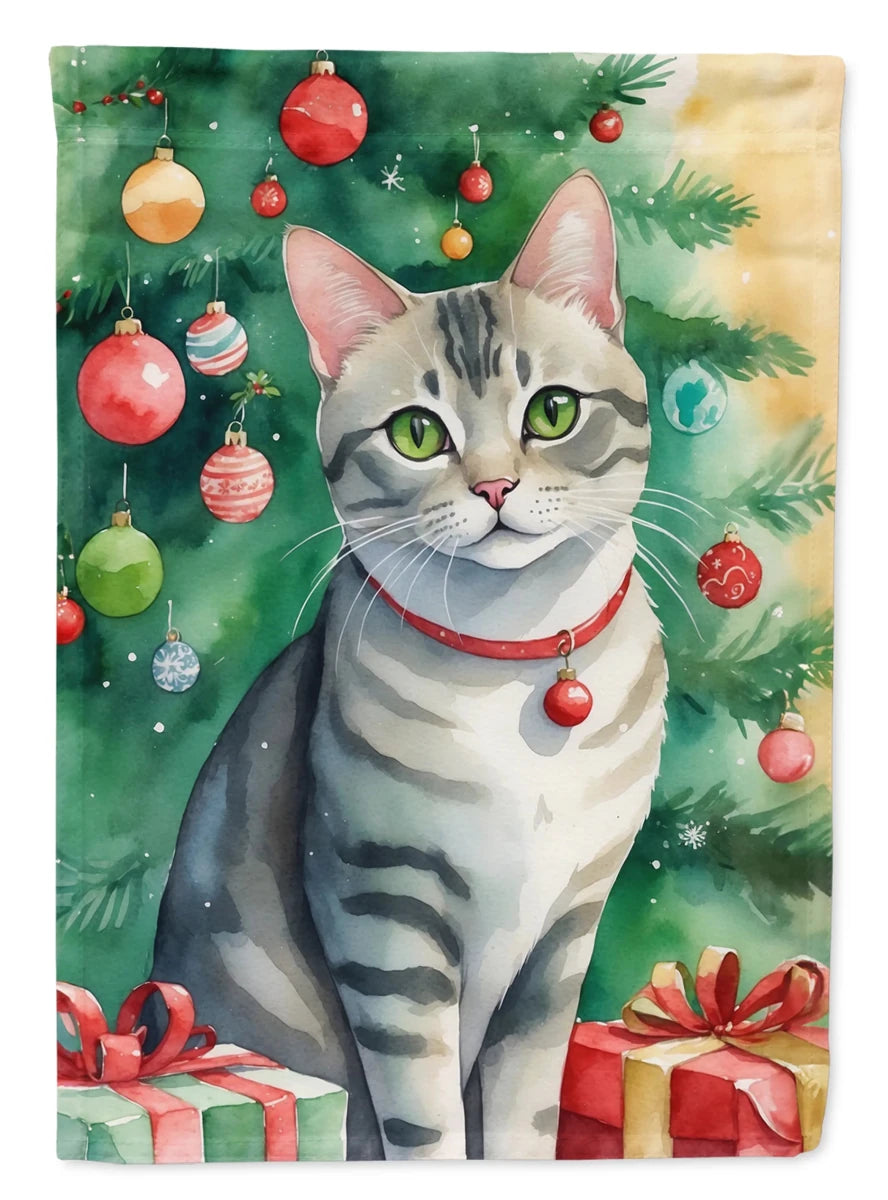 Cat By Christmas Tree Decorative Flag, HOUSE SIZE/Asian cat, view 18